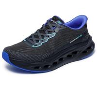 Skechers Men's Max Cushioning Glide-Step Sapphire Sneaker, Black and Blue Textile/Synthetic, 9 UK