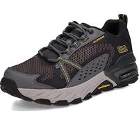 Skechers Men's Max Protect Walking Shoe, Black Leather Synthetic Mesh Charcoal Trim, 7 UK
