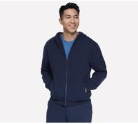 Skechers Men's Max Soft Hooded Jacket in Navy Blue, Size Large | Cotton/Polyester