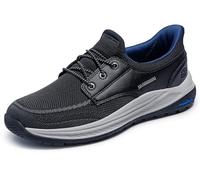 Skechers Men's Meroe Alden Slip-in Trainers, Black Knit/Synthetic, 7 UK