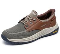 Skechers Men's Meroe-Alden Sneaker, Taupe/Brown, 7.5 UK