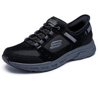 Skechers Men's Oak Canyon Consistent Winner Slip-in Trainers, Black Leather/Textile/Synthetic/Charcoal Trim, 10.5 UK