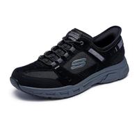 Skechers Men's Oak Canyon Consistent Winner Slip-in Trainers, Black Leather/Textile/Synthetic/Charcoal Trim, 10.5 UK