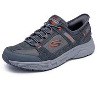 Skechers Men's Oak Canyon Consistent Winne Hands Free Slip-in Sneaker, Gray/Orange, 7