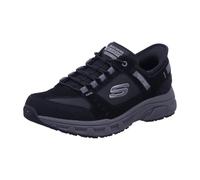 Skechers Men's Oak Canyon Consistent Winner Slip-in Trainers, Black Leather/Textile/Synthetic/Charcoal Trim, 11 UK