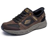 Skechers Men's Oak Canyon Consistent Winner Hiking Shoe, Brown Leather/Textile/Synthetic/Black Trim, 13 UK