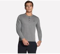 Skechers Men's Off Duty Henley Top in Charcoal, Size XL | Cotton/Polyester/Organic Cotton