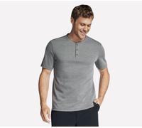 Skechers Men's Off Duty Short Sleeve Henley Top in Charcoal, Size Small | Organic Cotton/Polyester