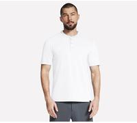 Skechers Men's Off Duty Short Sleeve Henley Top in White, Size Large | Organic Cotton/Polyester