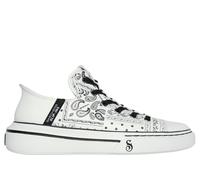 Skechers Men's Premium Leather Slip-ins Snoop One - Double G Sneaker in White/Black, Size 9 | Leather/Synthetic/Textile