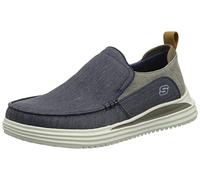 Skechers Men's Proven Evers Loafer Flat, Navy Brown Washed Canvas, 10 UK