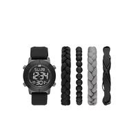 Skechers Men's Quartz Watch and Stackable Bracelet Gift Set, Black/Gray Bracelet Set, Digital