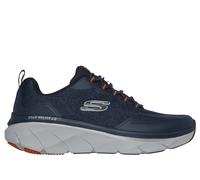 Skechers Men's Relaxed Fit: D'Lux Walker 2.0 - Steadyway Sneaker in Navy Blue/Orange, Size 8.5 | Textile/Synthetic, Vegan, Machine Washable