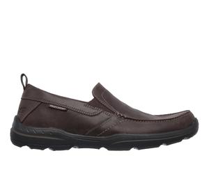 Skechers Men's Relaxed Fit: Harper - Forde Shoes in Dark Brown, Size 9 | Leather/Synthetic/Textile