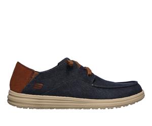 Skechers Men's Relaxed Fit: Melson - Planon Sneaker in Navy Blue, Size 6 | Textile/Leather/Synthetic