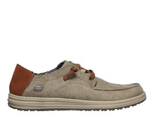 Skechers Men's Relaxed Fit: Melson - Planon Sneaker in Taupe, Size 6 | Textile/Leather/Synthetic