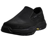 Skechers Men's Relaxed Fit Respected Calum Trainers in Black Leather - Slip-On Athletic Shoes - Air-Cooled Gents Sports Footwear - Size UK 9 / EU 43