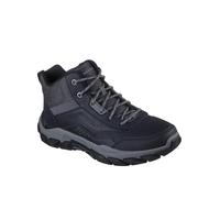 Skechers Men's Santoro Mid Top Leather Lace Up Boots with Mesh Collar Detail, Black, Size 9, Men Black