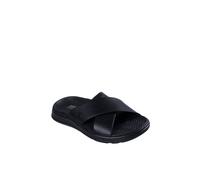 Skechers Men's SARGO Open Tie Crossed Strap Leather Sandal in Black | Size: 10 Skechers Black 10
