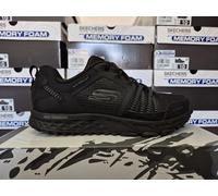 Skechers Men's Escape Plan Trainers, Black Black Leather Mesh Trim Bbk, 13 UK