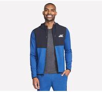 Skechers Men's SKECH-KNITS Ultra Go Weekend Full Zip Hoodie in Blue/Red, Size 3XL | Polyester/Spandex