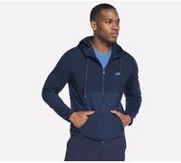 Skechers Men's SKECH-KNITS Ultra Go Weekend Full Zip Hoodie in Navy Blue, Size Medium | Polyester/Spandex