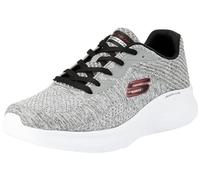 Skechers Men's Skech-LITE PRO FAREGROVE Trainers, Gray Circular Knit/Synthetic/Red Trim, 6.5 UK