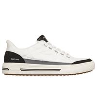 Skechers Men's Slip-ins: Arch Fit Arcade - Cosy Fit Charming Daze Sneaker in White/Black, Size 6.5 | Textile/Leather/Synthetic