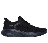 Skechers Men's Bobs Squad Chaos Solid Step Trainer, Black, 8 UK | Casual Shoe, Vegan, Hands Free Slip-Ins, Heel Pillow, Memory Foam, Machine Washable, No Tie Fit, Engineered Knit, Bungee Lace
