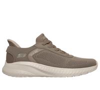 Skechers Men's Slip-ins: BOBS Sport Squad Chaos - Solid Step Sneaker in Dark Taupe, Size 7.5 | Textile/Synthetic, Vegan, Machine Washable