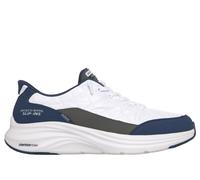 Skechers Men's Slip-ins: Contour Foam - Cosy Fit Sneaker in White/Navy Blue, Size 7 Wide | Textile/Synthetic/Leather, Machine Washable