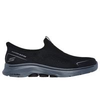 Skechers Men's Slip-ins: GO WALK 7 - Easy On Evolution Slip-On Shoes in Black/Charcoal, Size 6 | Textile/Synthetic, Vegan