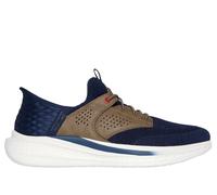 Skechers Men's Slip-ins Relaxed Fit: Slade - Caster Sneaker in Navy Blue/Tan, Size 11 | Textile/Synthetic, Vegan