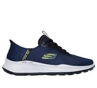 Skechers Men's Slip-ins RF: Equalizer 5.0 - Standpoint Sneaker in Navy Blue/Lime, Size 6 | Textile/Synthetic, Vegan, Machine Washable