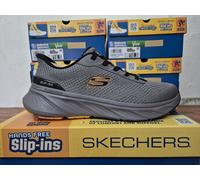SKECHERS MENS SLIP INS SHOES GREY MEMORY FOAM TRAINERS SLIP IN RELAXED FIT 9.5
