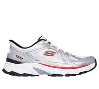 Skechers Men's Stamina Sport Kordae Sneaker, White Leather/Silver Mesh/Red Pu, 9.5 UK