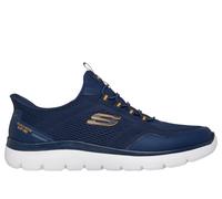 Skechers Men's Slip-ins: Summits - Top Rate Sneaker in Navy Blue/Yellow, Size 11 | Textile/Synthetic, Vegan, Machine Washable