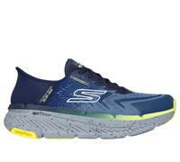 Skechers Men's Slip-ins Waterproof: Max Cushioning Premier 2.0 - Stanch Sneaker in Navy Blue/Yellow, Size 10.5 | Textile/Synthetic, Machine Washable