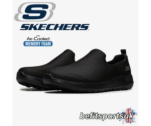 SKECHERS MENS SLIP-ON SHOES BLACK MEMORY FOAM GO-WALK TRAINERS ARCH SKETCHERS