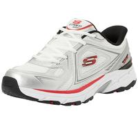 Skechers Men's Stamina Sport Kordae Slip-in Trainers, White Leather/Silver Mesh/Red Pu, 7.5 UK