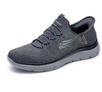 Skechers Men's Summits Key Pace Trainers, Charcoal Mesh Black Trim, 12 UK