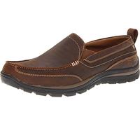 Skechers Mens Superior gains Loafer Dark Brown 11 Wide US