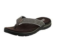 Skechers Men's Supreme- Bosnia Flip-Flop, Chocolate, 11 Wide US