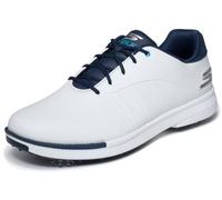 Skechers Men's Tempo Waterproof Lightweight Golf Shoe Sneaker, White/Navy Spiked, 12