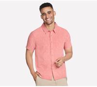 Skechers Men's The GO WALK Air Printed Short Sleeve Shirt in Brick, Size Large | Polyester/Spandex