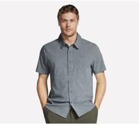 Skechers Men's The GO WALK Air Short Sleeve Shirt in Black/Charcoal, Size Small | Polyester/Spandex