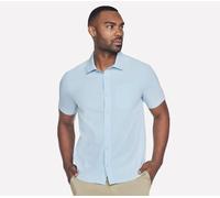 Skechers Men's The GO WALK Air Short Sleeve Shirt in Light Blue/Silver, Size Medium | Polyester/Spandex