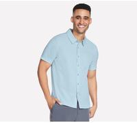 Skechers Men's The GO WALK Air Short Sleeve Shirt in White/Blue, Size Small | Polyester/Spandex