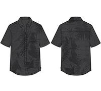 Skechers Men's The Gowalk Air Printed Short Sleeve Shirt Button, Black/Olive, L