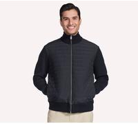 Skechers Men's The Hoodless Hoodie Cosy Fit Knit Hybrid Jacket in Black, Size XL | Polyester